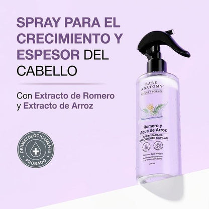Spray Romero y Agua de Arroz 200ml — Reduce Caída y Favorece Crecimiento Natural del Cabello