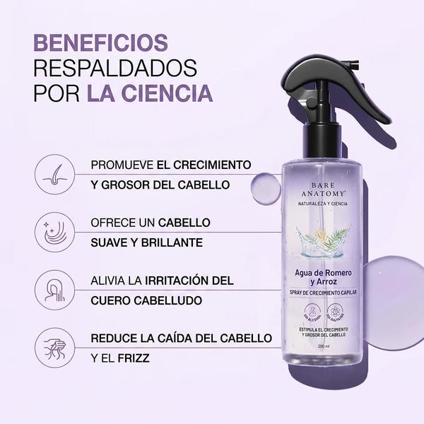 Spray Romero y Agua de Arroz 200ml — Reduce Caída y Favorece Crecimiento Natural del Cabello