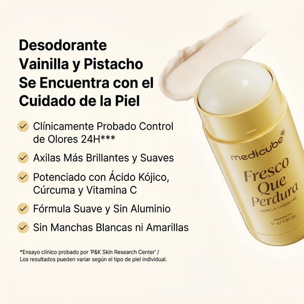Desodorante Medicube Ácido Kójico 83g — Atenúa Manchas en Axilas y Protege Todo el Día sin Manchar Ropa